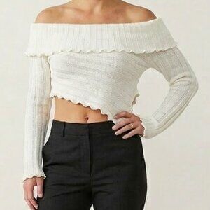 FOREVER 21 Ribbed Off-the-Shoulder Sweater - Size M